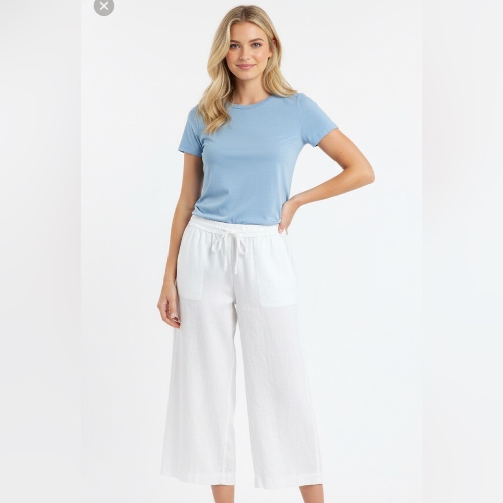 TALBOTS white linen cozy pants size 2